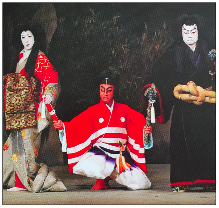 Los tres protagonistas de la obra Otowagatake Danmari (foto: libro-programa de mano de Kabuki.za)