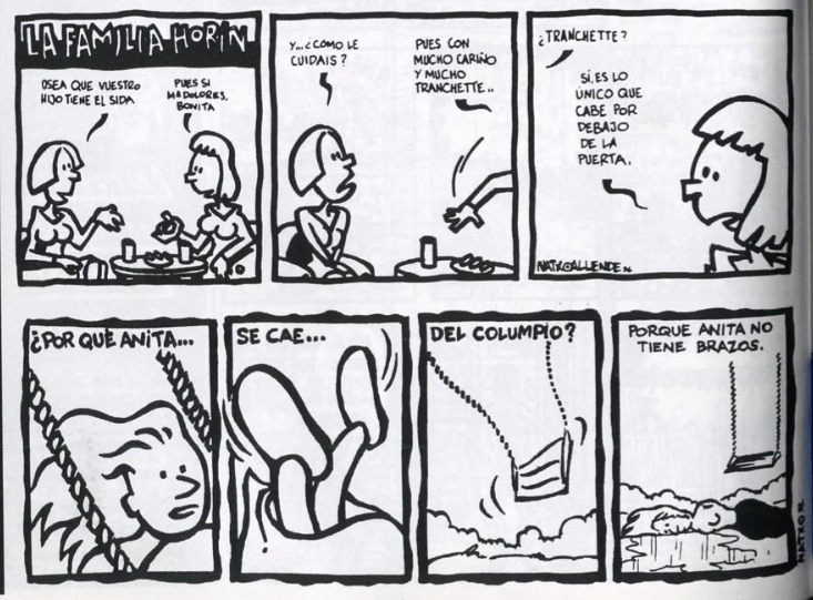 Cartón de autor cuyo nombre no entiendo, tomado del fanzine Mono Gráfico, 1991 http://www.jrmora.com/blog/fanzinoteca/